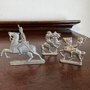 3 - Vintage Cowboys and Indians Toy Metal Lead Soldiers Horses Riffles